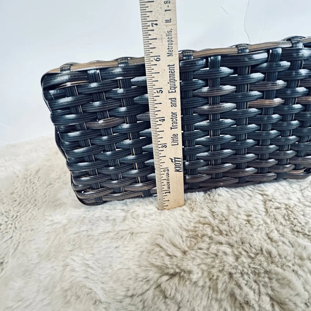 Woven Basket with Handle Storage‎ Organizer Shelf Decor Display Black Brown